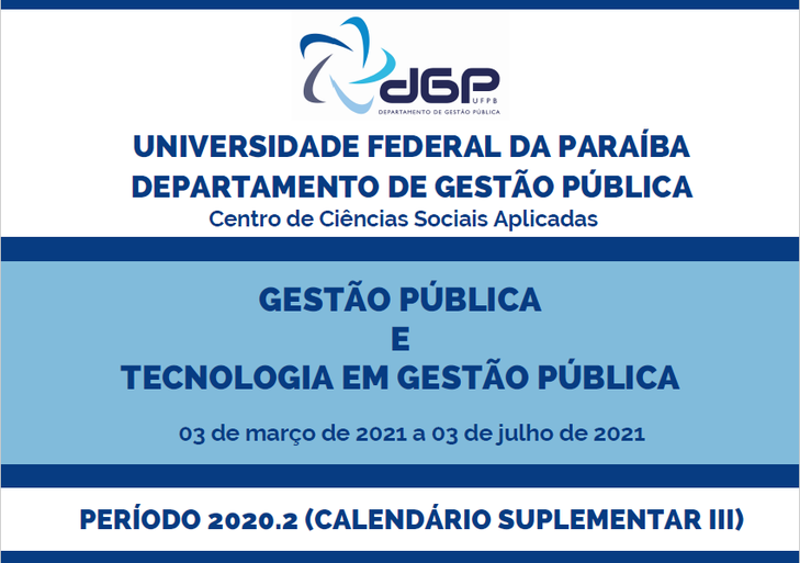 Portfólio de disciplinas do DGP - Período 2020-2 (Suplementar III)