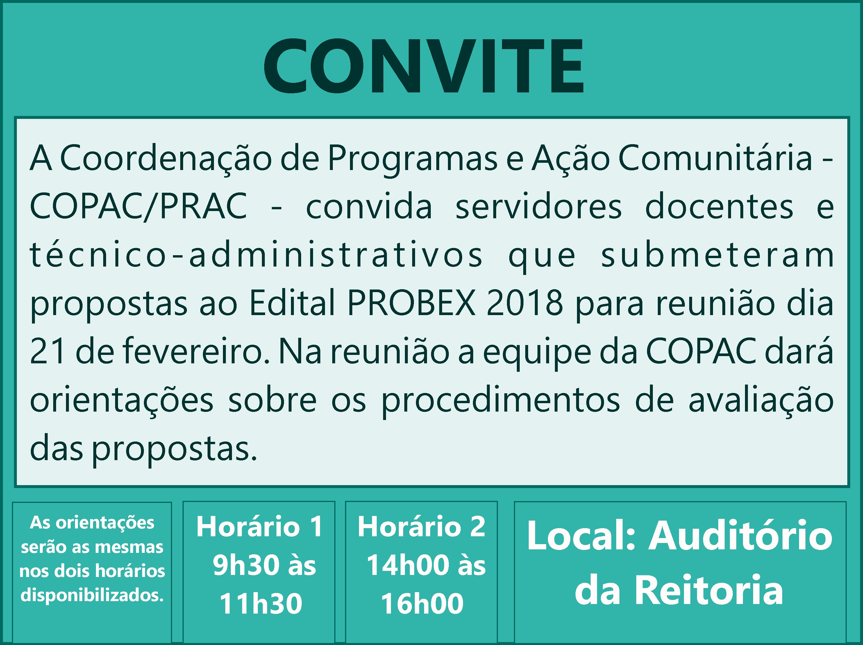 Reunião PROBEX 2018 Reunião PROBEX 2018